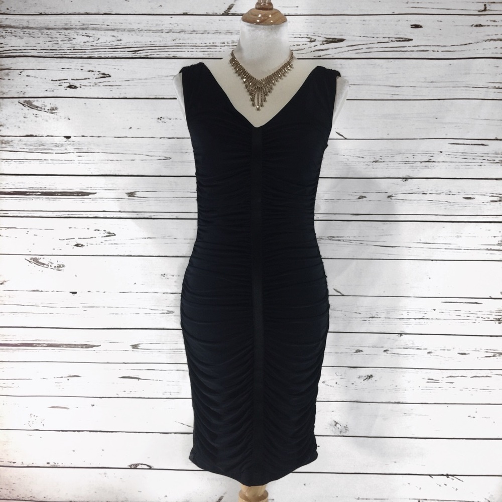 {CACHE} NWT Navy Ruched Bodycon Dress Size 6